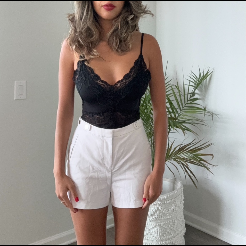 Express White Midi High Rise Shorts